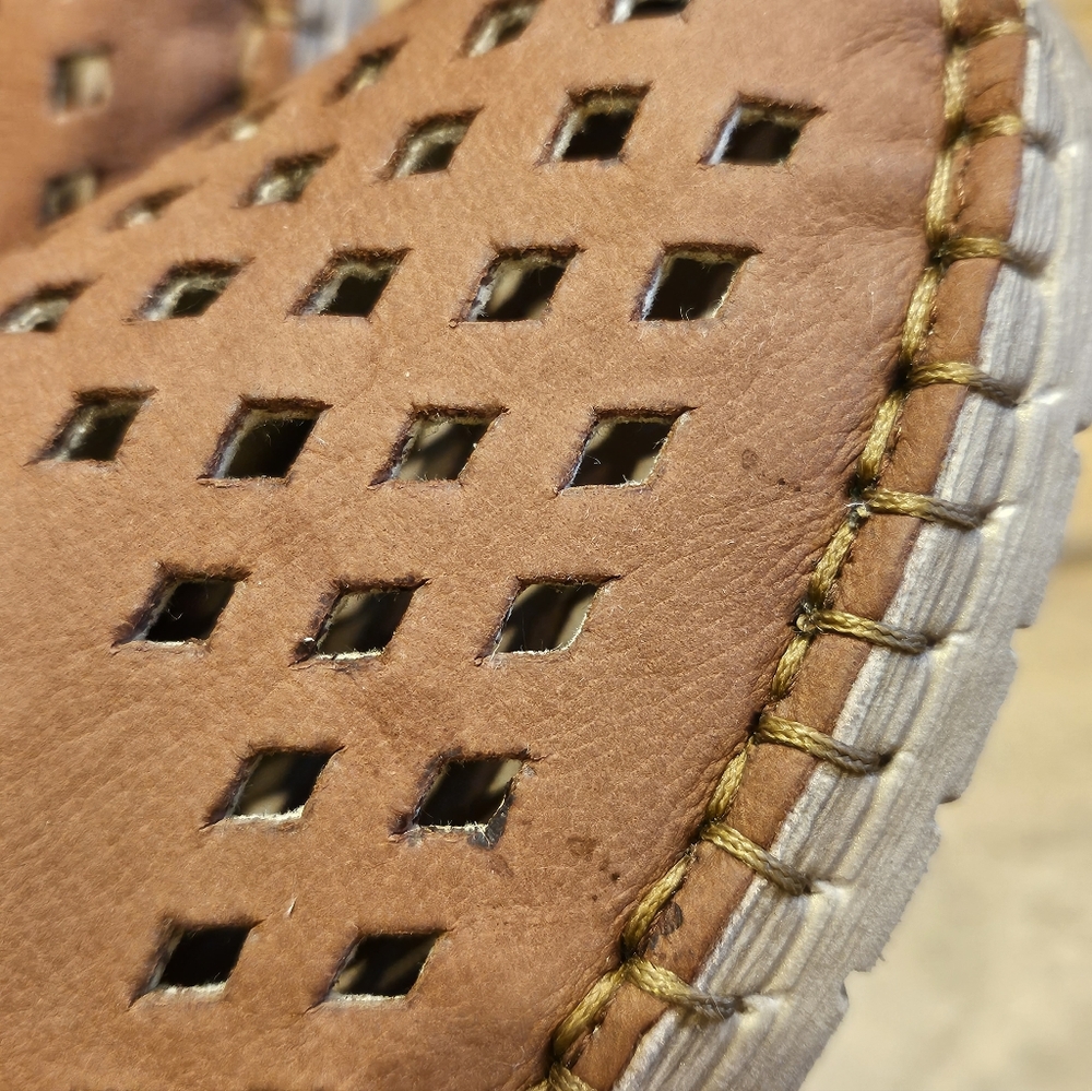 Josef Seibel Sophie Brown Leather Cut Out Laced Espadrilles women's 7.5 - Picture 9 of 10